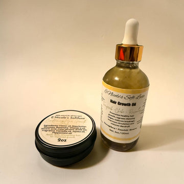 Hair Growth Power Duo – 4oz Infused Oil + 2oz Conditioning Balm
